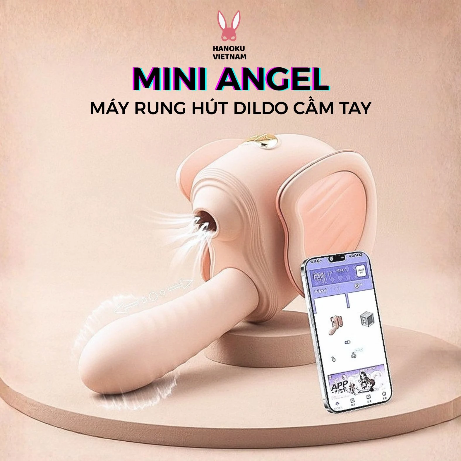 Máy rung hút thụt cao cấp có dildo Mini Angek